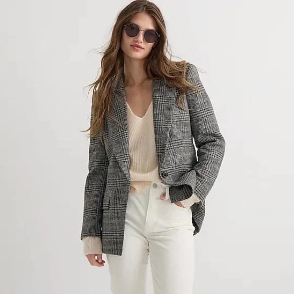 J. Crew Willa Blazer in Houndstooth Wool 6 Tall